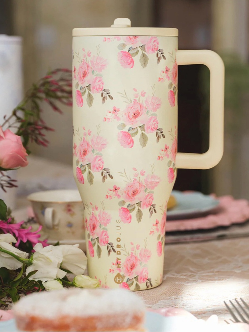 *New* HydroJug Keepsake Floral Pink Rose 40oz Traveler Tumbler Limited Edition!